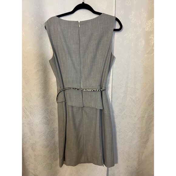 Antonio Melani Dress 12 Gray Stretch Python Belt Sleeveless Career Church - Picture 11 of 12